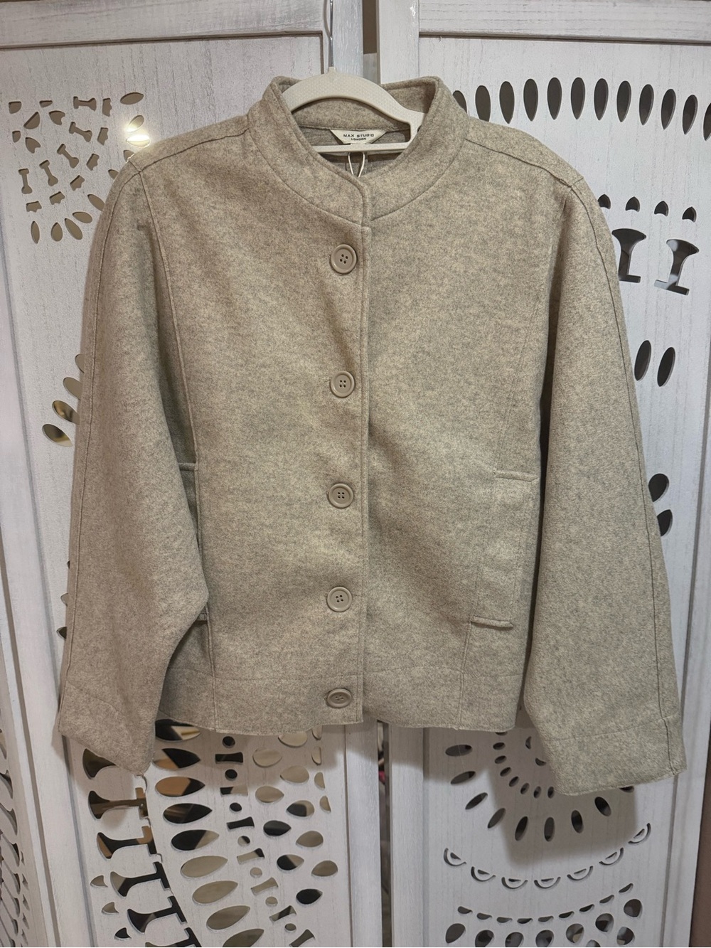 Max Studio Stand-Collar Wool-Blend Jacket NWT